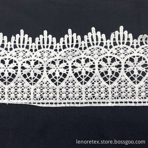 Polyester gestrickte Guipure weißer häkelnder Spitzenrandgewebe
